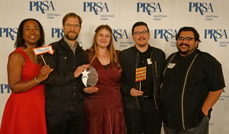 Harvey Mudd staff accept award at 2024 PRSA Inland Empire Polaris Awards